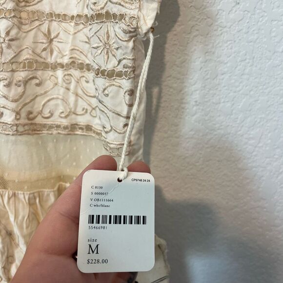 Free People Ivory Between Dreams Embroidered Romper Women's Size Medium NWT - Picture 6 of 6